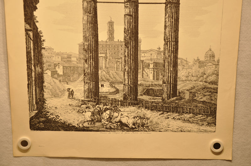 Luigi Rossini "Avanzi del Tempio di Giove Statore nel Foro Romano" Etching Print   - TvMovieCards.com