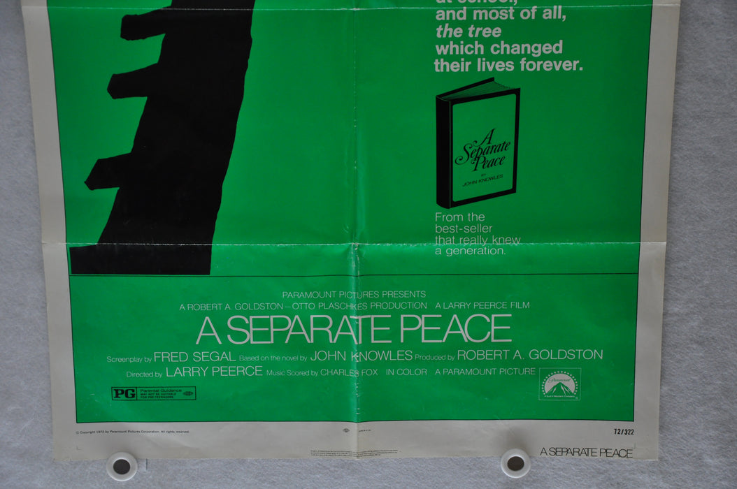 Original 1972 A Separate Peace Movie Poster 27 x 41 John Heyl, Parker Stevenson   - TvMovieCards.com