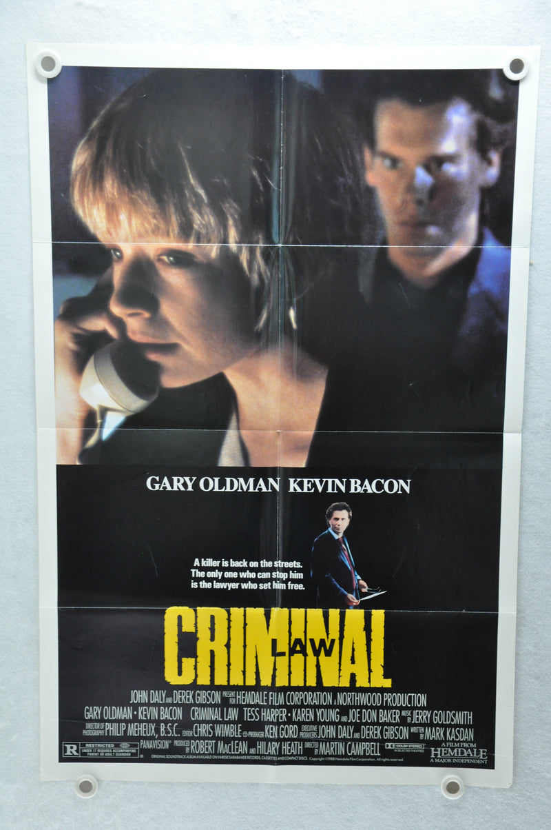1988 Criminal Law Original 1SH Movie Poster 27 x 41 Gary Oldman, Kevin Bacon, Te   - TvMovieCards.com