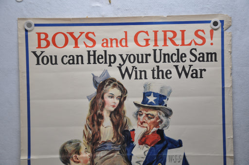 "Boys and Girls! You Can Help Your Uncle Sam" WW1 War Stamp Poster (30 X 40)   - TvMovieCards.com