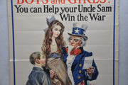 "Boys and Girls! You Can Help Your Uncle Sam" WW1 War Stamp Poster (30 X 40)   - TvMovieCards.com