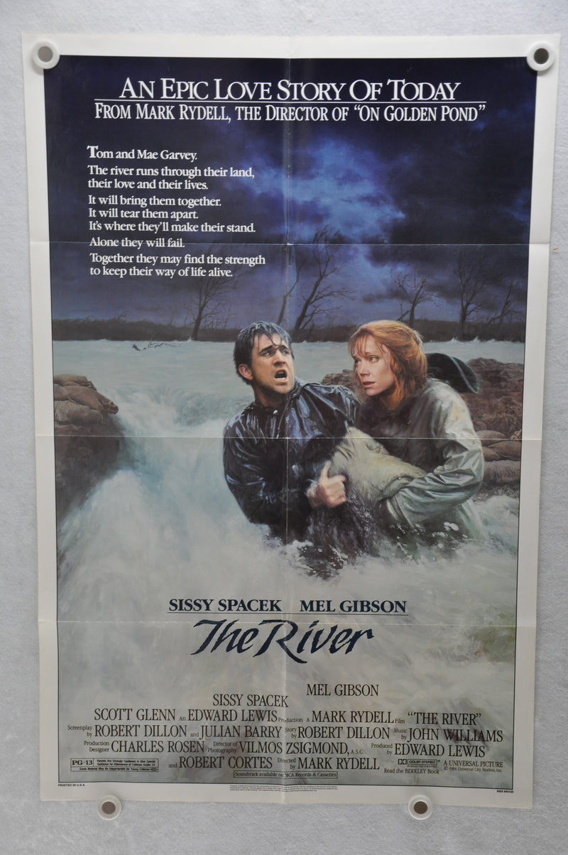 1984 The River Original 1SH Movie Poster 27 x 41 Mel Gibson, Sissy Spacek   - TvMovieCards.com