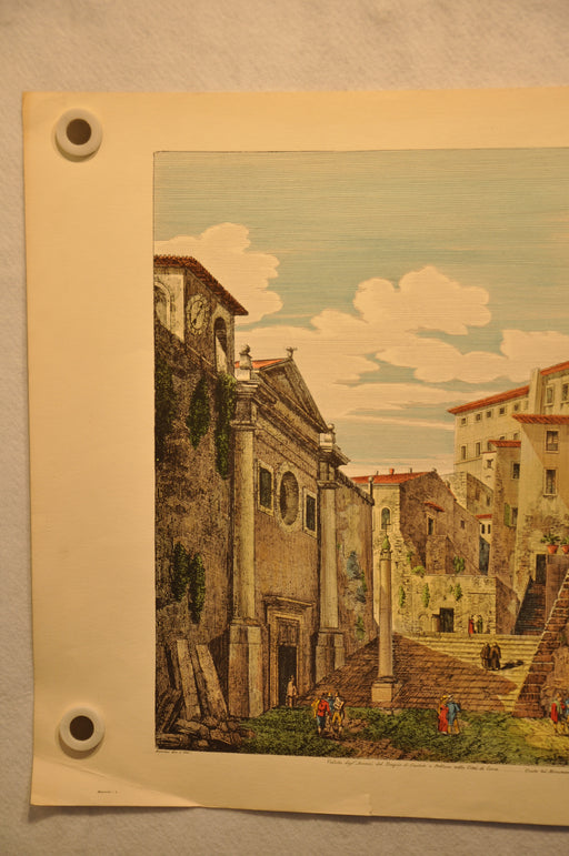 Luigi Rossini "Castore e Polluce nella Città di Cora" Color Etching Print   - TvMovieCards.com