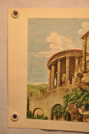 Luigi Rossini "Veduta del Tempio della Dea Albunea" Color Etching Print   - TvMovieCards.com