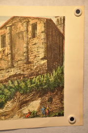 Luigi Rossini "Veduta del Tempio della Dea Albunea" Color Etching Print   - TvMovieCards.com