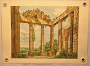Luigi Rossini "Interno del Promao del Tempio di Ercole" Color Etching Print   - TvMovieCards.com