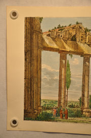 Luigi Rossini "Interno del Promao del Tempio di Ercole" Color Etching Print   - TvMovieCards.com