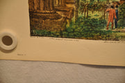 Luigi Rossini "Interno del Promao del Tempio di Ercole" Color Etching Print   - TvMovieCards.com