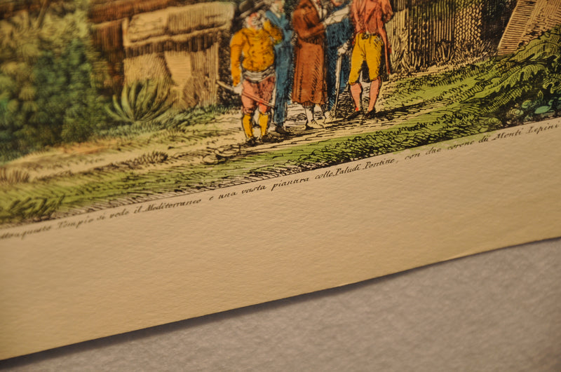 Luigi Rossini "Interno del Promao del Tempio di Ercole" Color Etching Print   - TvMovieCards.com