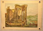 Luigi Rossini "Altra Veduta del Tempio Della Sibilla" Color Etching Print   - TvMovieCards.com