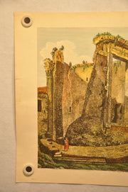 Luigi Rossini "Altra Veduta del Tempio Della Sibilla" Color Etching Print   - TvMovieCards.com