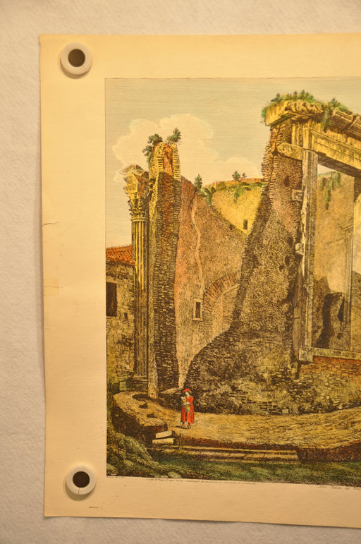 Luigi Rossini "Altra Veduta del Tempio Della Sibilla" Color Etching Print   - TvMovieCards.com