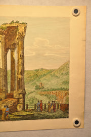 Luigi Rossini "Altra Veduta del Tempio Della Sibilla" Color Etching Print   - TvMovieCards.com