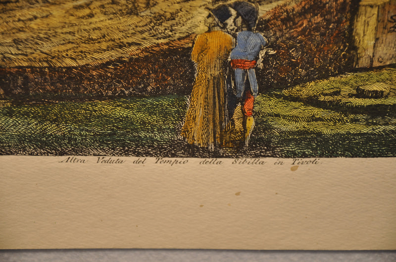 Luigi Rossini "Altra Veduta del Tempio Della Sibilla" Color Etching Print   - TvMovieCards.com