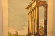 Luigi Rossini "Avanzi del Tempio della Concordia" Color Etching Print   - TvMovieCards.com