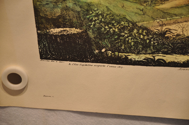 Luigi Rossini "Avanzi del Tempio della Concordia" Color Etching Print   - TvMovieCards.com