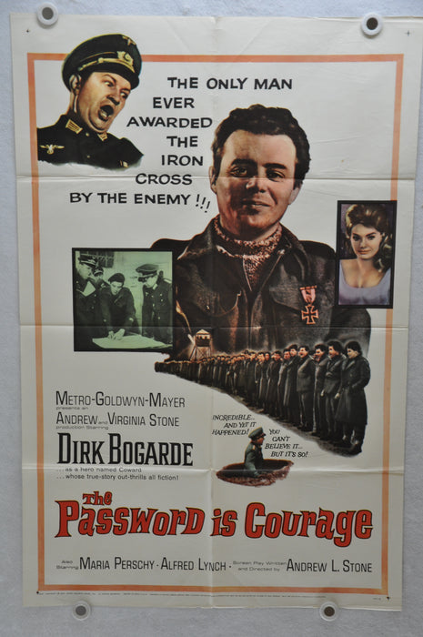 1962 The Password Is Courage Original 1SH Movie Poster 27 x 41 Dirk Bogarde   - TvMovieCards.com