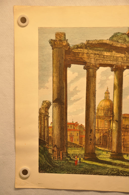 Luigi Rossini Veduta dell Interno del Tempio della Concordia Color Etching Print   - TvMovieCards.com