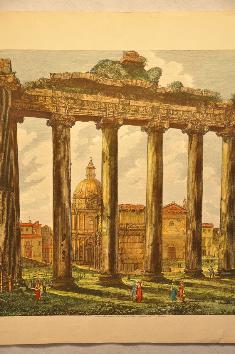 Luigi Rossini Veduta dell Interno del Tempio della Concordia Color Etching Print   - TvMovieCards.com
