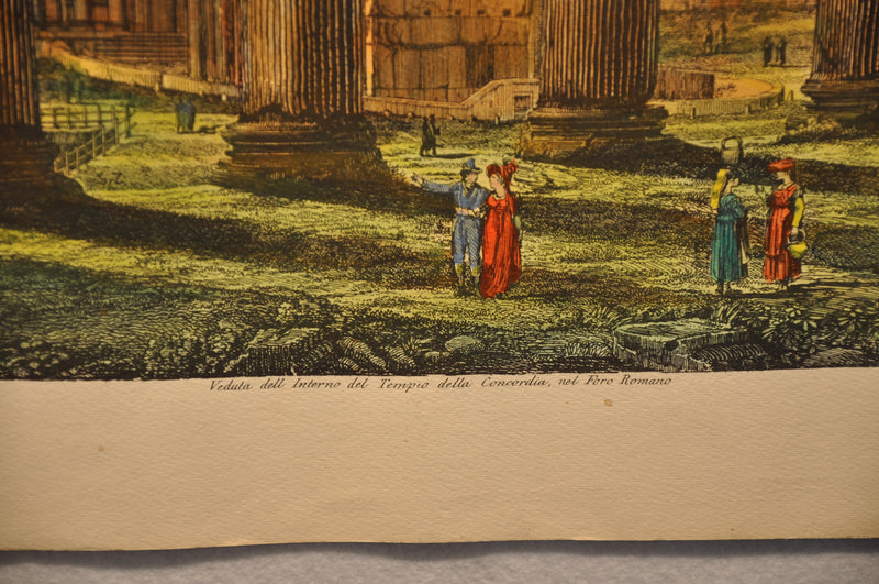 Luigi Rossini Veduta dell Interno del Tempio della Concordia Color Etching Print   - TvMovieCards.com