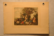Lancret Pinxit "L'Automne" T De Mare Sculp 1890 18"x28" Colored Etching Print   - TvMovieCards.com