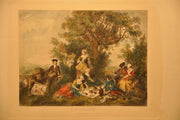 Lancret Pinxit "L'Automne" T De Mare Sculp 1890 18"x28" Colored Etching Print   - TvMovieCards.com