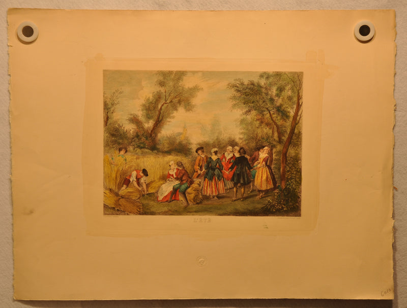 Lancret Pinxit "L'ete" Champollion Sculp 1886 20"x26" Etching Print   - TvMovieCards.com