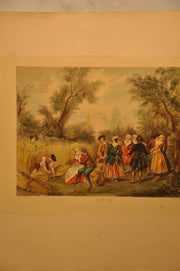 Lancret Pinxit "L'ete" Champollion Sculp 1886 20"x26" Etching Print   - TvMovieCards.com