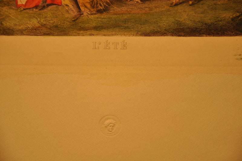 Lancret Pinxit "L'ete" Champollion Sculp 1886 20"x26" Etching Print   - TvMovieCards.com