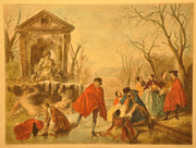 Lancret Pinxit "L'Hiver" T De Mare Sculp 1886 20"x26" Color Etching Print   - TvMovieCards.com