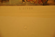 Lancret Pinxit "L'Hiver" T De Mare Sculp 1886 20"x26" Color Etching Print   - TvMovieCards.com