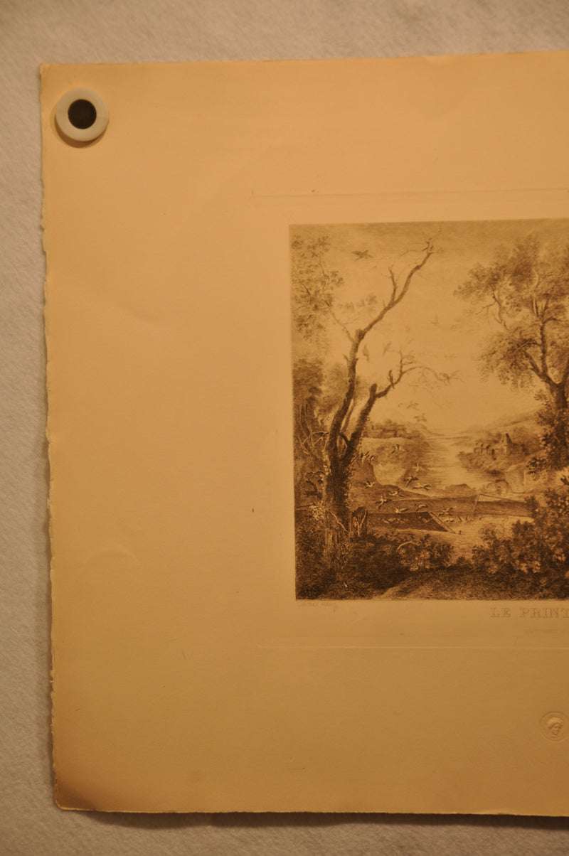 Lancret Pinxit "Le Printemps" Champollion Sculp 1890 20"x26" Etching Print   - TvMovieCards.com