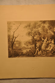 Lancret Pinxit "Le Printemps" Champollion Sculp 1890 20"x26" Etching Print   - TvMovieCards.com