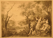 Lancret Pinxit "Le Printemps" Champollion Sculp 1890 20"x26" Etching Print   - TvMovieCards.com