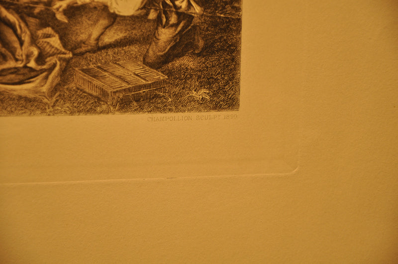 Lancret Pinxit "Le Printemps" Champollion Sculp 1890 20"x26" Etching Print   - TvMovieCards.com