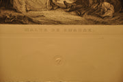 Carle Van Loo "Halte De Chasse" Edmond Hedouin Sculp 1874 20"x26" Etching Print   - TvMovieCards.com