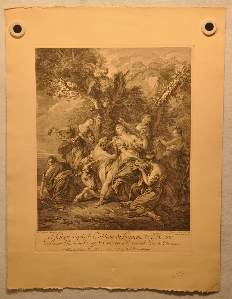 François Lemoyne "L'Enlèvement d'Europe" 20"x26" Engraving Etching Print   - TvMovieCards.com
