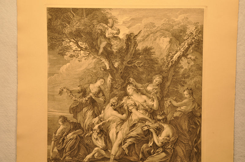 François Lemoyne "L'Enlèvement d'Europe" 20"x26" Engraving Etching Print   - TvMovieCards.com