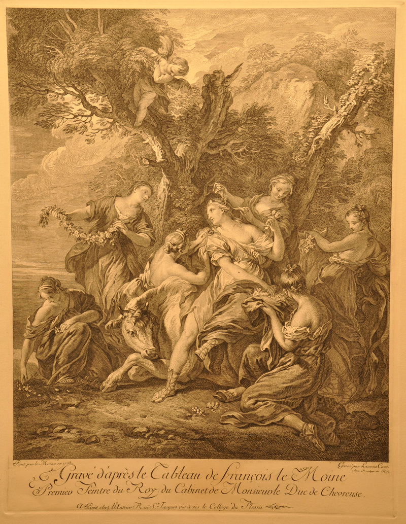 François Lemoyne "L'Enlèvement d'Europe" 20"x26" Engraving Etching Print   - TvMovieCards.com