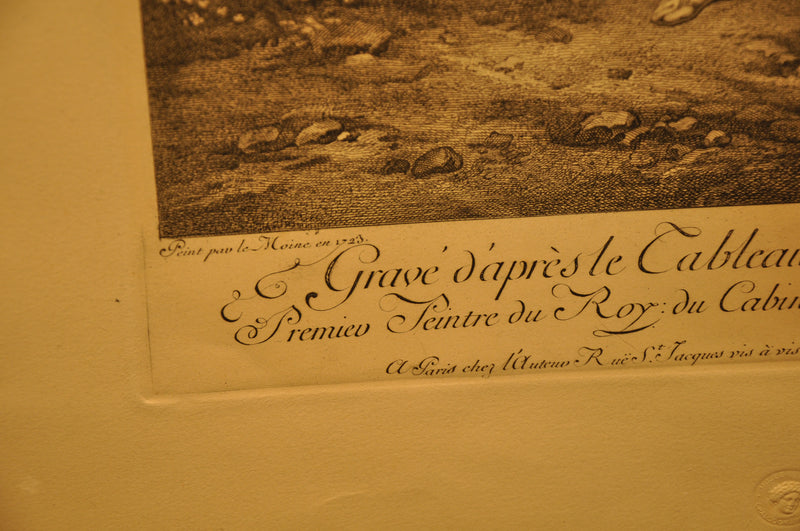 François Lemoyne "L'Enlèvement d'Europe" 20"x26" Engraving Etching Print   - TvMovieCards.com