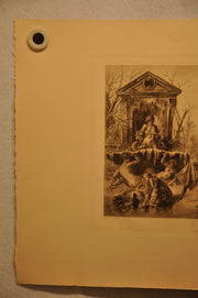 Lancret Pinxit "L'Hiver" T De Mare Sculp 1886 20"x26" Etching Print   - TvMovieCards.com