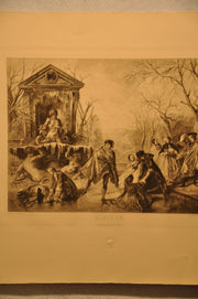 Lancret Pinxit "L'Hiver" T De Mare Sculp 1886 20"x26" Etching Print   - TvMovieCards.com