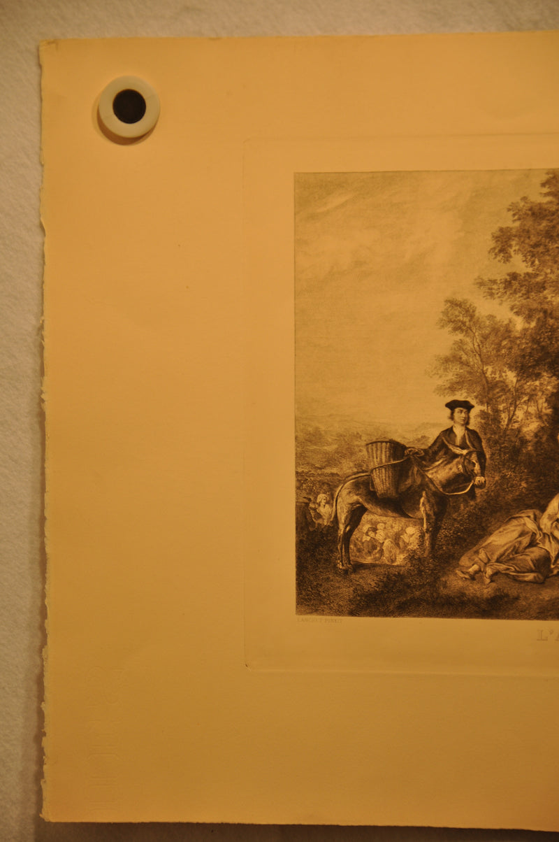 Lancret Pinxit "L'Automne" T De Mare Sculp 1890 18"x28" Etching Print   - TvMovieCards.com
