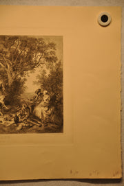 Lancret Pinxit "L'Automne" T De Mare Sculp 1890 18"x28" Etching Print   - TvMovieCards.com
