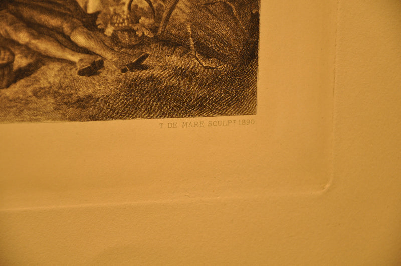 Lancret Pinxit "L'Automne" T De Mare Sculp 1890 18"x28" Etching Print   - TvMovieCards.com