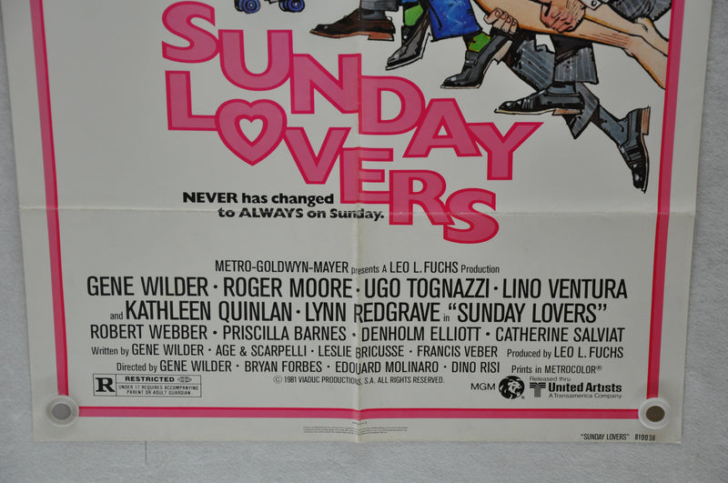 1980 Sunday Lovers Original 1SH Movie Poster 27 x 41 Roger Moore Lino Ventura   - TvMovieCards.com