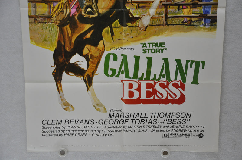 1973 Gallant Bess Original 1SH Movie Poster 27 x 41 Marshall Thompson, George To   - TvMovieCards.com
