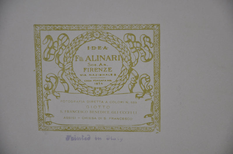 Fratelli Alinari "San Francesco Benedice GLI Ucceill" Lithograph Art Print   - TvMovieCards.com