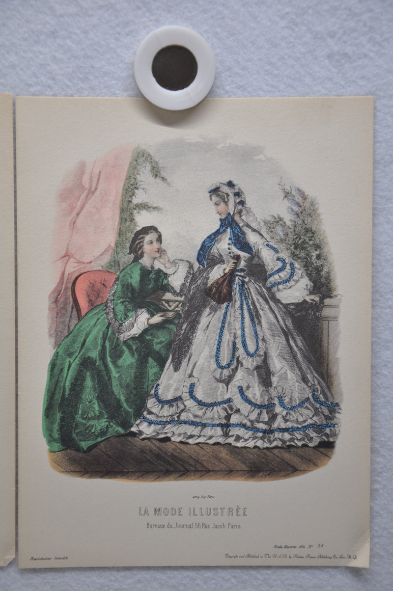 (2) Vintage La Mode Illustree Bureaux Du Jornal Paris Prints No 53 & 54 6 x 8   - TvMovieCards.com