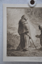 Jean-François Millet "Femmes se chauffant" Lithograph Etching Print   - TvMovieCards.com